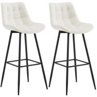 Barhocker 2er Set SYDNEY - Creme, Samt | Barhocker mit Lehne
