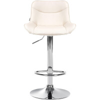 Barhocker TAMPA - Creme, Kunstleder, Chrom | Barhocker mit L