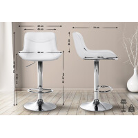 Barhocker 2er Set TAMPA - Weiß, Kunstleder, Chrom | Ba