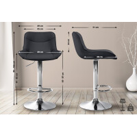 Barhocker 2er Set TAMPA - Schwarz, Kunstleder, Chrom | Barho