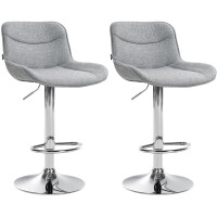 Barhocker 2er Set TAMPA - Grau, Stoff, Chrom | Barhocker...