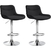 Barhocker 2er Set TAMPA - Schwarz, Stoff, Chrom |...