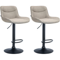 Barhocker 2er Set TAMPA - Taupe, Stoff, Schwarz |...