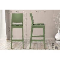 Barhocker MIAMI - Oliv, Kunststoff | Barhocker mit Lehne 6