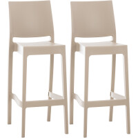 Barhocker 2er Set MIAMI - Schlamm, Kunststoff | Barhocker...