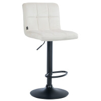 Barhocker BRISBAN - Creme, Samt, Schwarz | Barhocker mit...