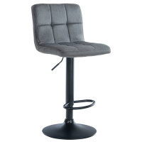 Barhocker BRISBAN - Dunkelgrau, Samt, Schwarz | Barhocker...