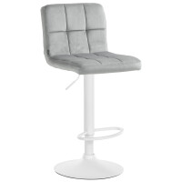 Barhocker BRISBAN - Grau, Samt, Wei&szlig; |...