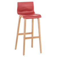 Barhocker DELHI - Rot, Holz | Barhocker mit Lehne