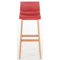 Barhocker 2er Set DELHI - Rot, Holz | Barhocker mit Lehne 2