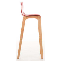 Barhocker 2er Set DELHI - Rot, Holz | Barhocker mit Lehne 3