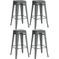 Barhocker 4er Set SEOUL - Grau, Metall | Barhocker ohne...