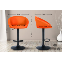 Barhocker OSLO - Orange, Kunstleder, Schwarz | Barhocker mit
