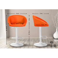 Barhocker OSLO - Orange, Kunstleder, Weiß | Barhocker 