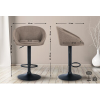 Barhocker OSLO - Taupe, Stoff, Schwarz | Barhocker mit Lehne