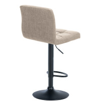 Barhocker MADRID - Creme, Stoff, Schwarz | Barhocker mit Leh