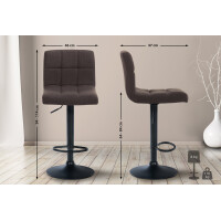 Barhocker 2er Set MADRID - Braun, Stoff, Schwarz | Barhocker