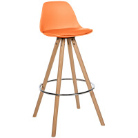 Barhocker PALMA - Orange, Kunstleder, Braun, Ablage...