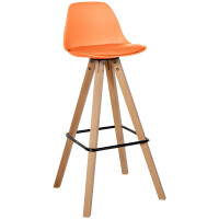 Barhocker PALMA - Orange, Kunstleder, Braun, Ablage...