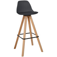 Barhocker PALMA - Schwarz, Kunstleder, Braun, Ablage...