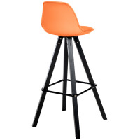 Barhocker PALMA - Orange, Kunstleder, Schwarz, Ablage Schwar