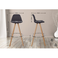 Barhocker PALMA - Dunkelgrau, Stoff, Braun, Ablage Silber | 