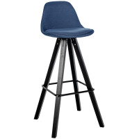 Barhocker PALMA - Blau, Stoff, Schwarz, Ablage Schwarz |...