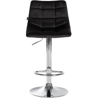 Barhocker DUBAI - Schwarz, Samt, Chrom | Barhocker mit Lehne