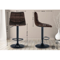 Barhocker DUBAI - Braun, Samt, Schwarz | Barhocker mit Lehne
