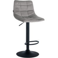 Barhocker DUBAI - Grau, Samt, Schwarz | Barhocker mit Lehne
