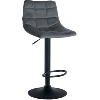 Barhocker DUBAI - Dunkelgrau, Samt, Schwarz | Barhocker...