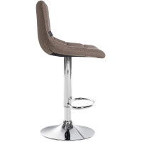 Barhocker DUBAI - Taupe, Stoff, Chrom | Barhocker mit Lehne 