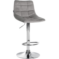 Barhocker 2er Set DUBAI - Grau, Samt, Chrom | Barhocker mit 