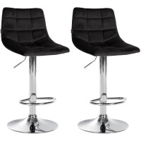 Barhocker 2er Set DUBAI - Schwarz, Samt, Chrom |...