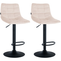 Barhocker 2er Set DUBAI - Beige, Samt, Schwarz |...