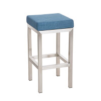 Barhocker KIEL - Blau, Stoff, Edelstahl, 80cm...