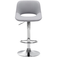 Barhocker JAKSON - Grau, Kunstleder, Chrom | Barhocker mit L
