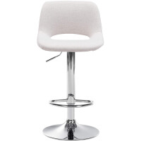 Barhocker JAKSON - Creme, Stoff, Chrom | Barhocker mit Lehne