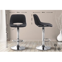 Barhocker JAKSON - Schwarz, Stoff, Chrom | Barhocker mit Leh