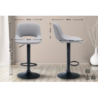 Barhocker 2er Set JAKSON - Grau, Kunstleder, Schwarz | Barho