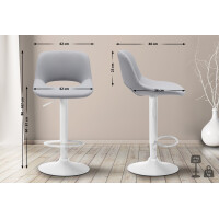 Barhocker 2er Set JAKSON - Grau, Kunstleder, Weiß | Ba