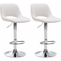 Barhocker 2er Set JAKSON - Creme, Stoff, Chrom |...