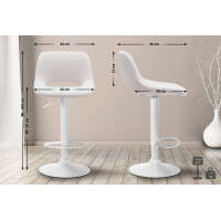 Barhocker 2er Set JAKSON - Creme, Stoff, Weiß | Barhoc