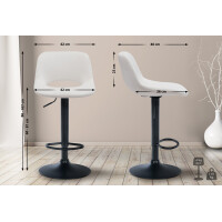 Barhocker 2er Set JAKSON - Creme, Samt, Schwarz | Barhocker 