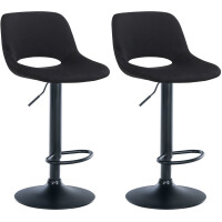 Barhocker 2er Set JAKSON - Schwarz, Samt, Schwarz |...