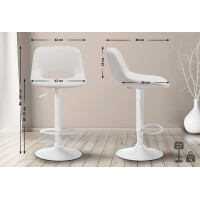 Barhocker 2er Set JAKSON - Creme, Samt, Weiß | Barhock