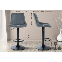 Barhocker RIO - Grau, Kunstleder, Schwarz | Barhocker mit Le