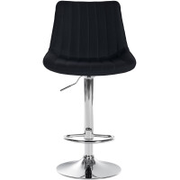 Barhocker RIO - Schwarz, Stoff, Chrom | Barhocker mit Lehne 