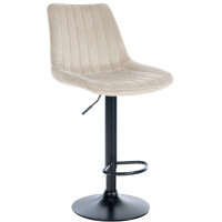 Barhocker RIO - Creme, Samt, Schwarz | Barhocker mit Lehne