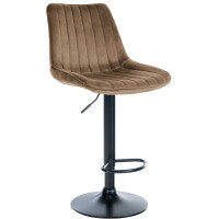 Barhocker RIO - Braun, Samt, Schwarz | Barhocker mit Lehne
